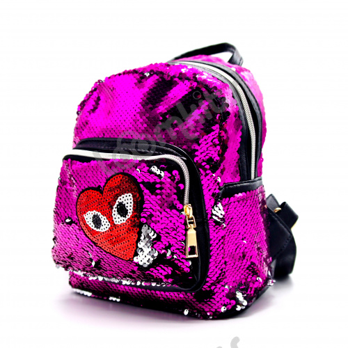 Рюкзак с пайетками "Сердечко" розовый фото 3
