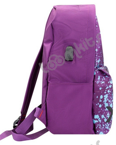 Рюкзак школьный для девочки Tik Tok Splash (Тик Ток Всплеск) фиолетовый, боковые карманы для воды, 40 см с USB выходом фото 3