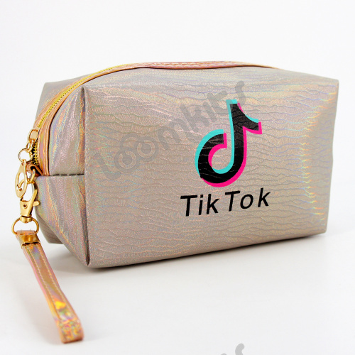 Пенал косметичка для девочки Tik Tok (Тик Ток), односекционный объемный на молнии, 1107 серый