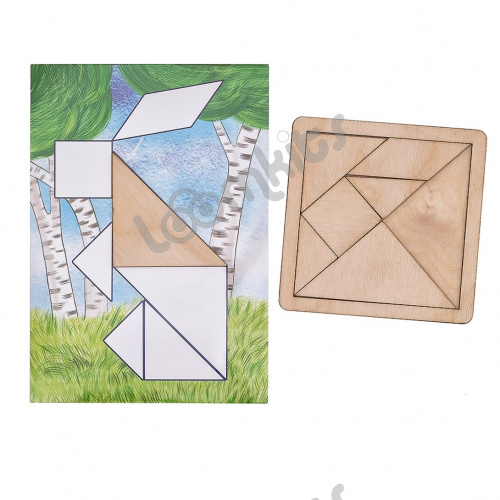 Развивающее пособие из дерева Танграм с набором карточек "Кроха"