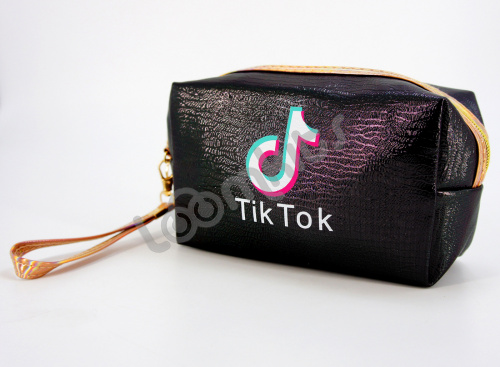 Пенал косметичка для девочки Tik Tok (Тик Ток), односекционный объемный на молнии, 1107 черный фото 3
