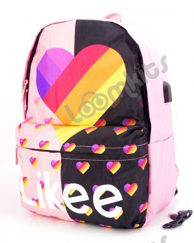 Рюкзак для девочки школьный Likee (Лайки) USB, 20307, розовый фото 3