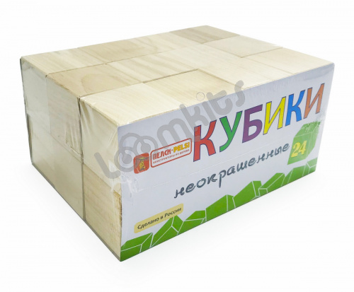 Деревянная развивающая игра Пелси кубики «Неокрашенные» (24 шт) фото 2