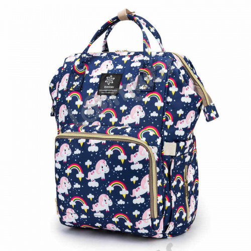 Рюкзак для мамы и малыша с USB - Единорожки и радуга