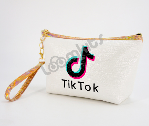 Пенал косметичка для девочки Tik Tok (Тик Ток), односекционный объемный на молнии, 1108 белый фото 3