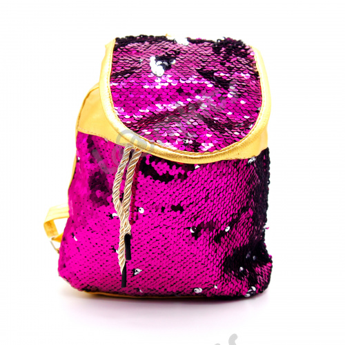 Рюкзак с пайетками с клапаном фиолетовый фото 2