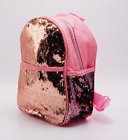 Рюкзачок для девочек с пайетками розовый без переднего кармана