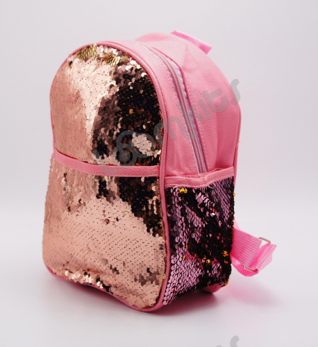 Рюкзачок для девочек с пайетками розовый без переднего кармана