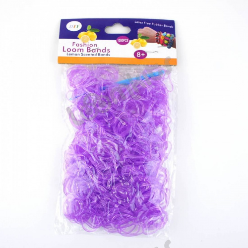 Резинки для плетения с ароматом "Лимон" Прозрачные Фиолетовые 600 шт