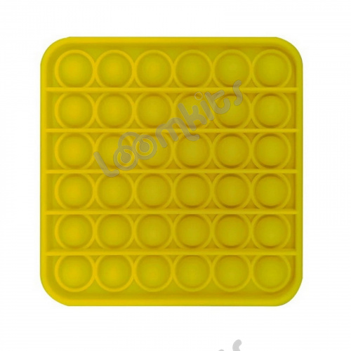 Сенсорная игрушка Антистресс Пупырка POP it Fidget с пузырьками Вечная пупырка - Тактильная успокоительная нажимная игрушка пузырьки Квадрат, желтый