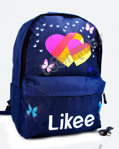 Рюкзак для девочки школьный Likee (Лайки) USB, 20304, синий