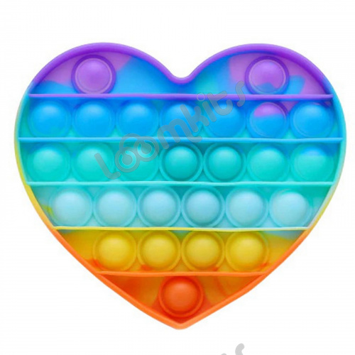 Сенсорная игрушка Антистресс Пупырка POP it Fidget с пузырьками Вечная пупырка - Тактильная успокоительная нажимная игрушка пузырьки Сердечко, разноцветный