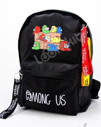Рюкзак школьный Among Us (Амонг Ас), подростковый для мальчика и девочки, черный (на диване 913), размер L фото 2