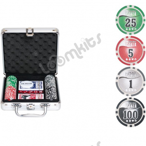Покерный набор NUTS, 100 фишек 11.5 г с номиналом в чемодане, сукно