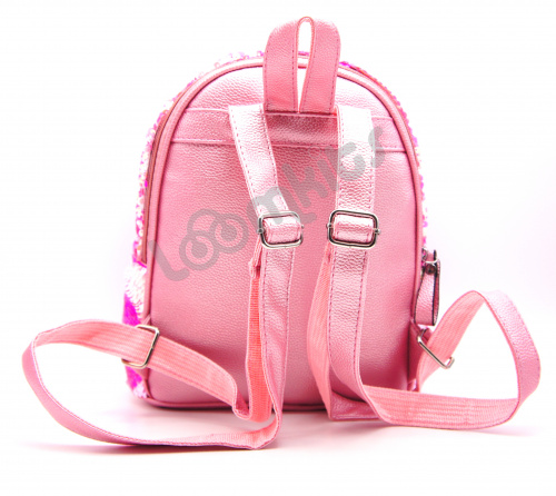 Рюкзак с пайетками 2 отделения - Перламутр розовый фото 7