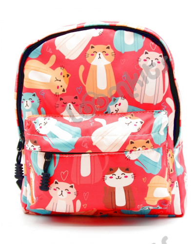 Рюкзак для девочки дошкольный "Котики с сердечками", размер S, красный фото 4