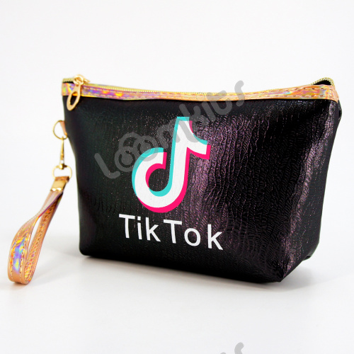 Пенал косметичка для девочки Tik Tok (Тик Ток), односекционный объемный на молнии, 1108 черный фото 3