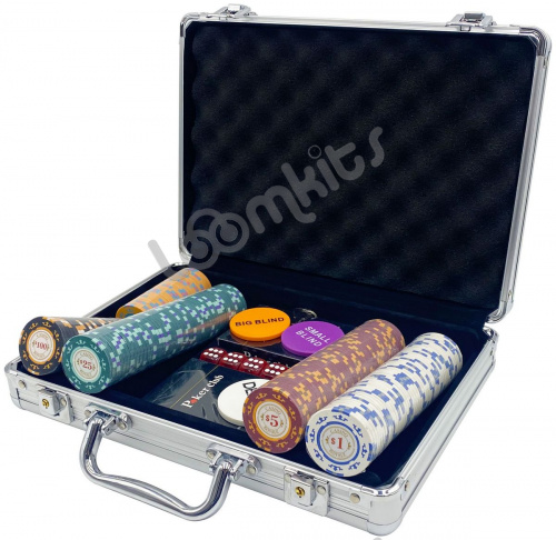 Покерный набор Casino Royal, 200 фишек 14 г с номиналом в чемодане фото 4