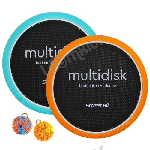 Игра  Мультидиск "Street Hit" Премиум Maxi (Бадминтон+Фрисби), 40 см, оранжево-голубой фото 2