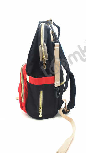 Рюкзак для мамы и малыша с USB - Черный с красным фото 2