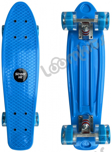 Скейтборд круизер Street Hit со светящимися колесами, голубой, 55 см фото 5