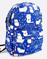 Рюкзак для девочки школьный "Котики с конфетками", размер L, синий