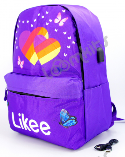 Рюкзак для девочки школьный Likee (Лайки) USB, 20304, сиреневый фото 4