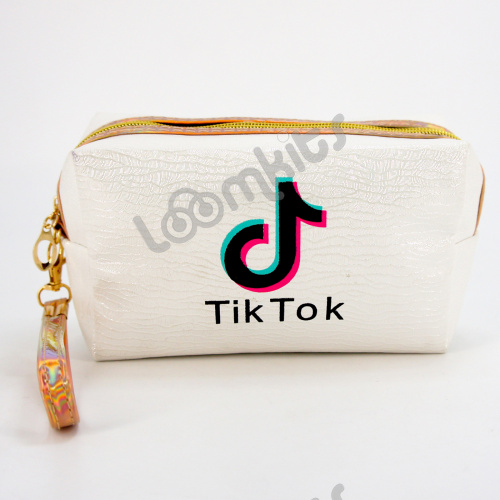 Пенал косметичка для девочки Tik Tok (Тик Ток), односекционный объемный на молнии, 1107 белый фото 2