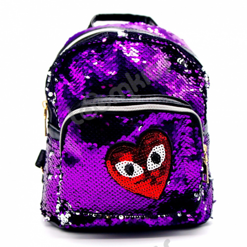 Рюкзак с пайетками "Сердечко" фиолетовый