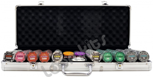 Покерный набор CASH, 500 фишек 14 г с номиналом в чемодане фото 4