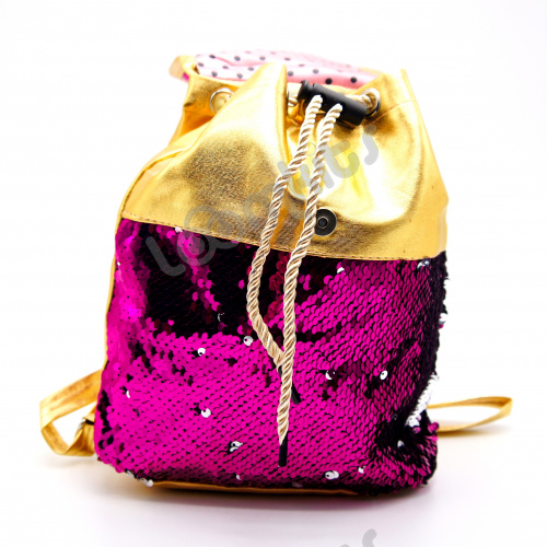Рюкзак с пайетками с клапаном фиолетовый фото 6