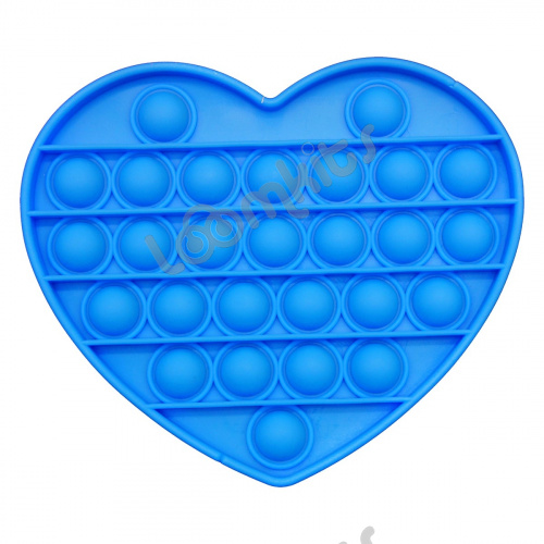 Сенсорная игрушка Антистресс Пупырка POP it Fidget с пузырьками Вечная пупырка - Тактильная успокоительная нажимная игрушка пузырьки Сердечко, синее
