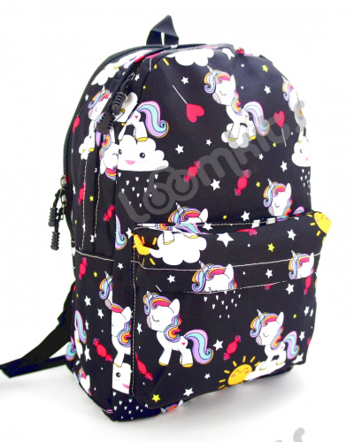 Рюкзак для девочки школьный "Единорожка", размер L, черный