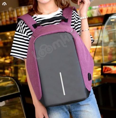 Рюкзак-антивор с USB фиолетовый фото 7