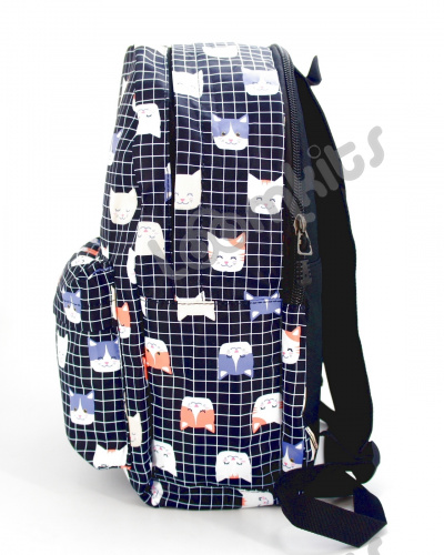 Рюкзак для девочки школьный "Кошка в клетку", размер L, черный фото 5