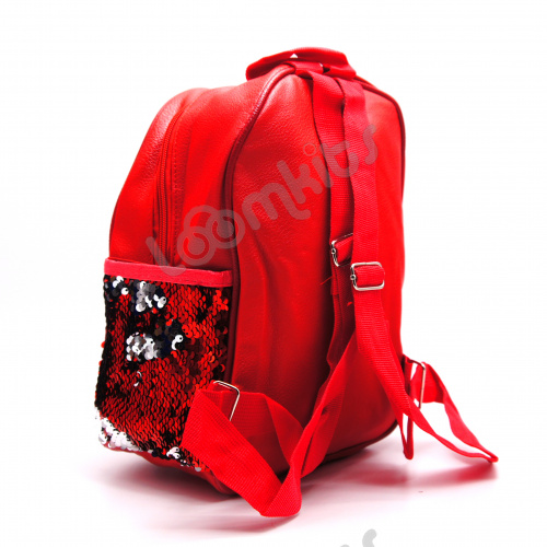 Рюкзак с пайетками меняющий цвет красный фото 4