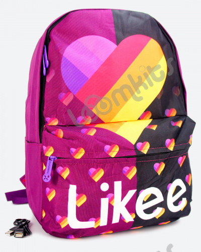 Рюкзак для девочки школьный Likee (Лайки) USB, 20307, фиолетовый