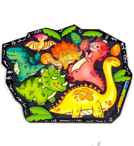 Развивающее пособие из дерева Пазл-головоломка «Динозавры» фото 2