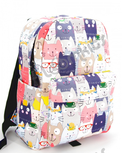 Рюкзак для девочки школьный "Котики с чашкой на голове", размер M фото 2