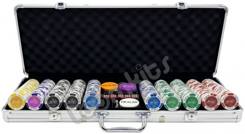 Покерный набор Monte Carlo, 500 фишек 14 г с номиналом в чемодане фото 4