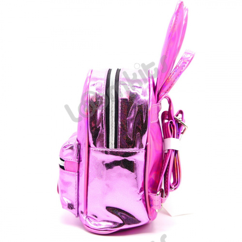 Рюкзак Зайчик лакированный с блестками - Розовый фото 3