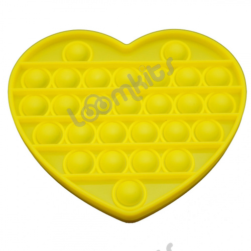 Сенсорная игрушка Антистресс Пупырка POP it Fidget с пузырьками Вечная пупырка - Тактильная успокоительная нажимная игрушка пузырьки Сердечко, желтое фото 2