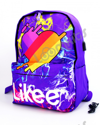 Рюкзак для девочки школьный Likee (Лайки) USB, 20300, сиреневый фото 4
