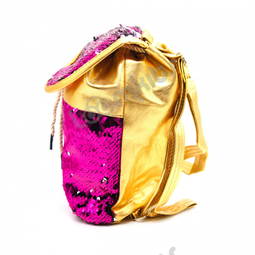 Рюкзак с пайетками с клапаном фиолетовый фото 3