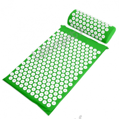 Аппликатор Кузнецова - Акупунктурный массажный коврик с валиком, зеленый