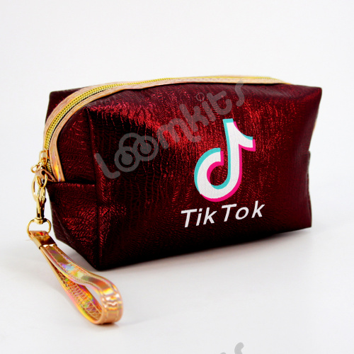 Пенал косметичка для девочки Tik Tok (Тик Ток), односекционный объемный на молнии, 1107 красный фото 4