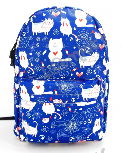 Рюкзак для девочки школьный "Котики с конфетками", размер L, синий фото 5