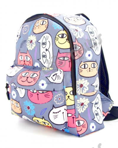 Рюкзак для девочки дошкольный "Летние котики", размер S, темно-серый фото 2