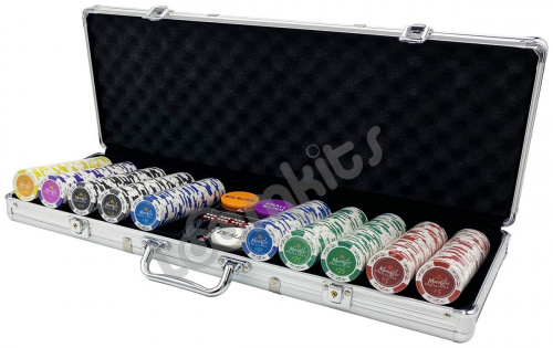 Покерный набор Monte Carlo, 500 фишек 14 г с номиналом в чемодане фото 2