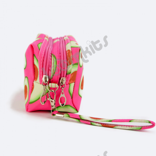 Пенал косметичка для девочки Авокадо, двухсекционный объемный на молнии, 399 розовый фото 3